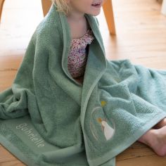 Serviette de bain vert d'eau pingouin personnalisable (70 x 140 cm)