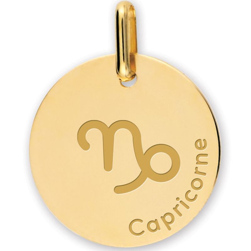Médaille zodiaque Capricorne personnalisable (or jaune 375°) Lucas Lucor