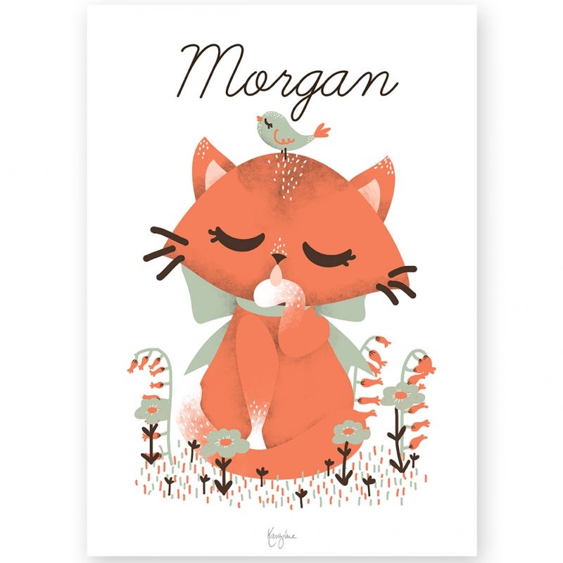 Affiche A4 Les Animignons le chat (personnalisable) Kanzilue