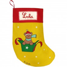 Chaussette de Noël jaune (personnalisable)  par Les Griottes