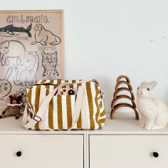 Sac à langer Raphaël rayé écru-caramel
