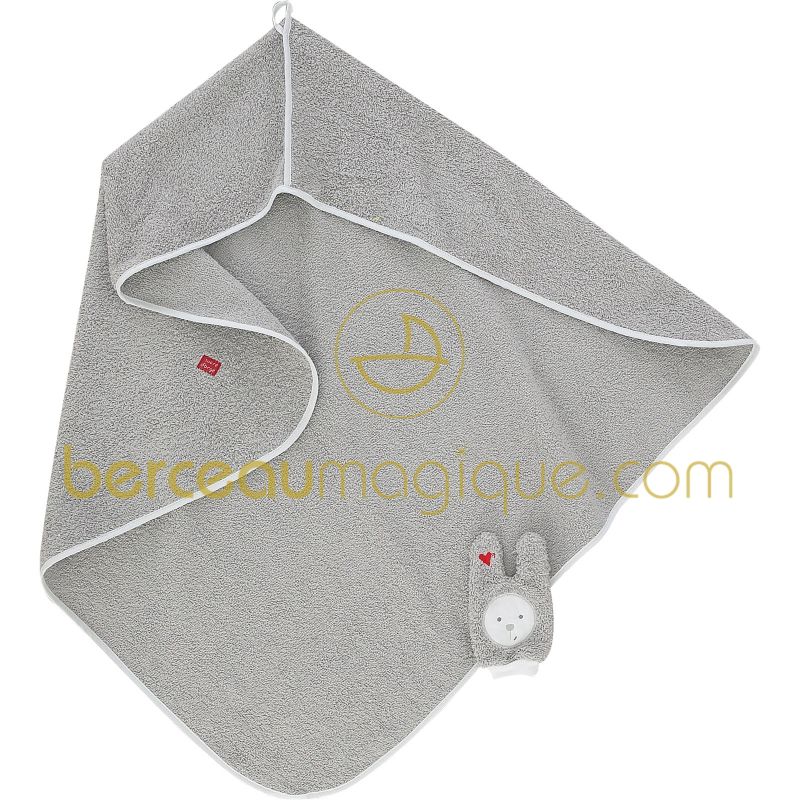Sortie de bain personnalisable et son gant Pretty gris Sucre d'orge