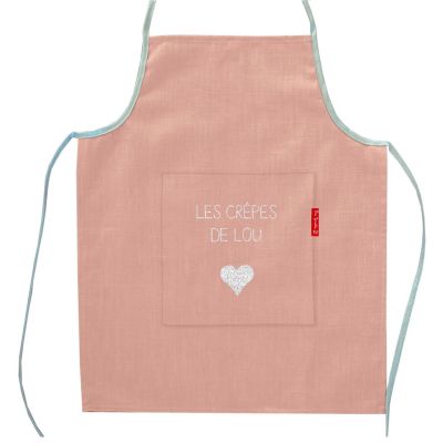 Tablier enfant en lin Rose poudré (personnalisable)