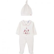 Coffret pyjama chaud et bonnet Noël blanc et rouge (1 mois : 54 cm)  par Absorba
