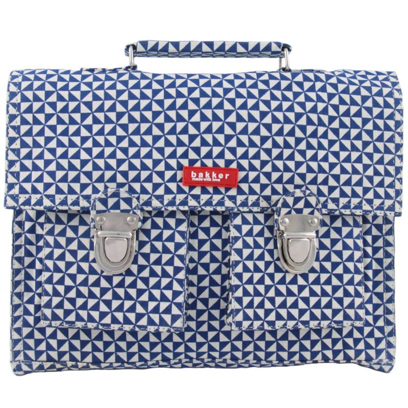 Petit cartable canvas Sails bleu et blanc Bakker made with love