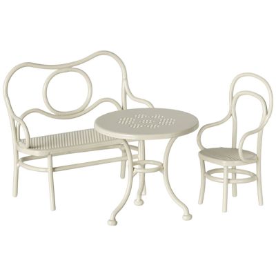 Table banc & chaise Souris Small Blanc cassé  par Maileg