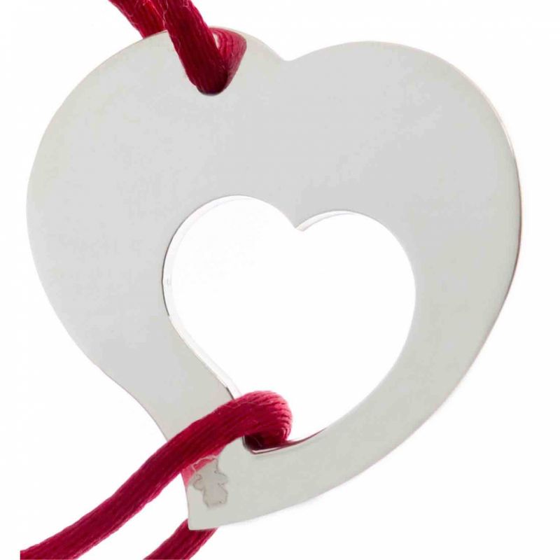 Bracelet cordon gros coeur ajouré (argent 925°) Loupidou