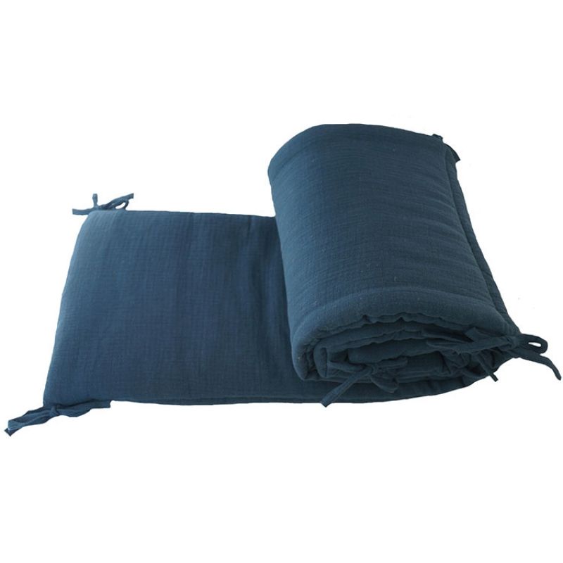 Tour de lit en mousseline de coton bleu (pour lits 60 x 120 cm) Luciole et Cie