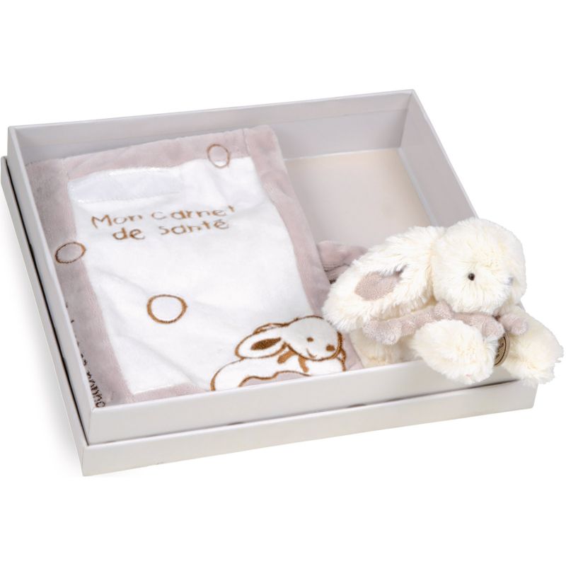 Coffret protège carnet de santé et lapin  Mon tout petit lapin beige Doudou et Compagnie