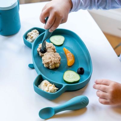 Set repas en silicone Ourson Bleu (4 pièces)
