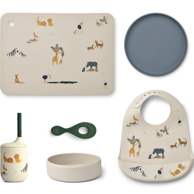Coffret repas en silicone Tine All together sandy (6 pièces) Liewood