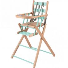 Chaise haute extra pliante en bois Sarah hybride vert d'eau  par Combelle