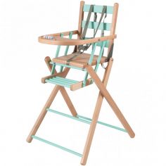 Chaise haute extra pliante en bois Sarah hybride vert d'eau