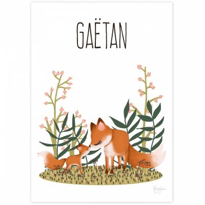 Carte A5 Maman renard et son petit (personnalisable) Kanzilue