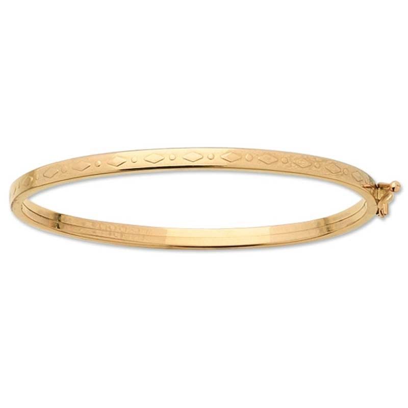 Jonc plat petits losanges pour bébé (or jaune) Berceau magique bijoux