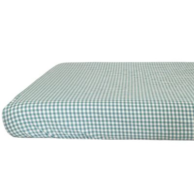 Drap housse percale de coton Vichy Azur (70 x 140 cm)