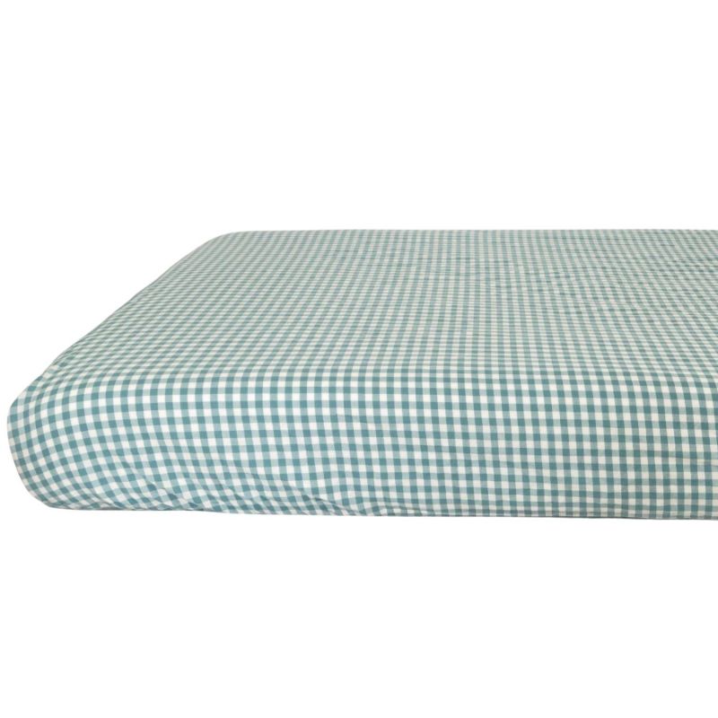 Drap housse percale de coton Vichy Azur (70 x 140 cm) Kadolis Produit 1