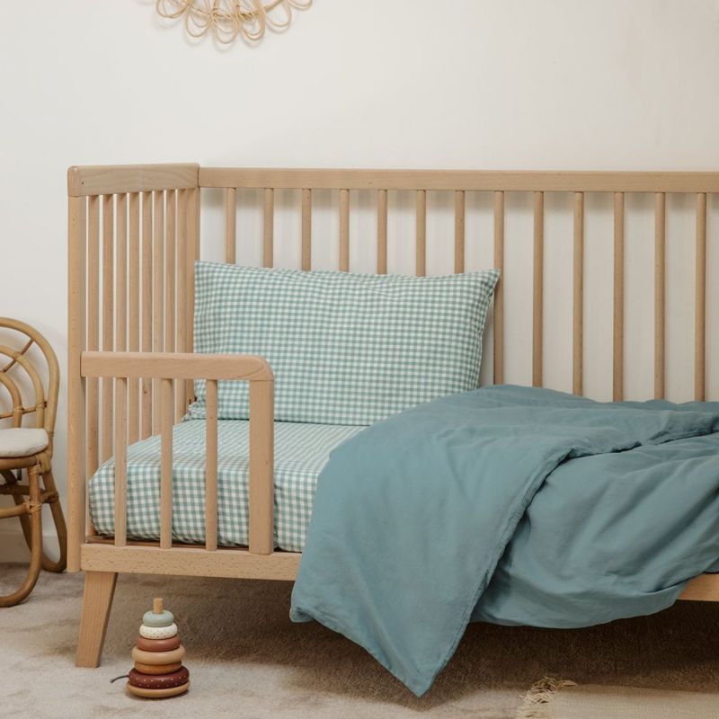 Drap housse percale de coton Vichy Azur (70 x 140 cm) Kadolis Ambiance 5