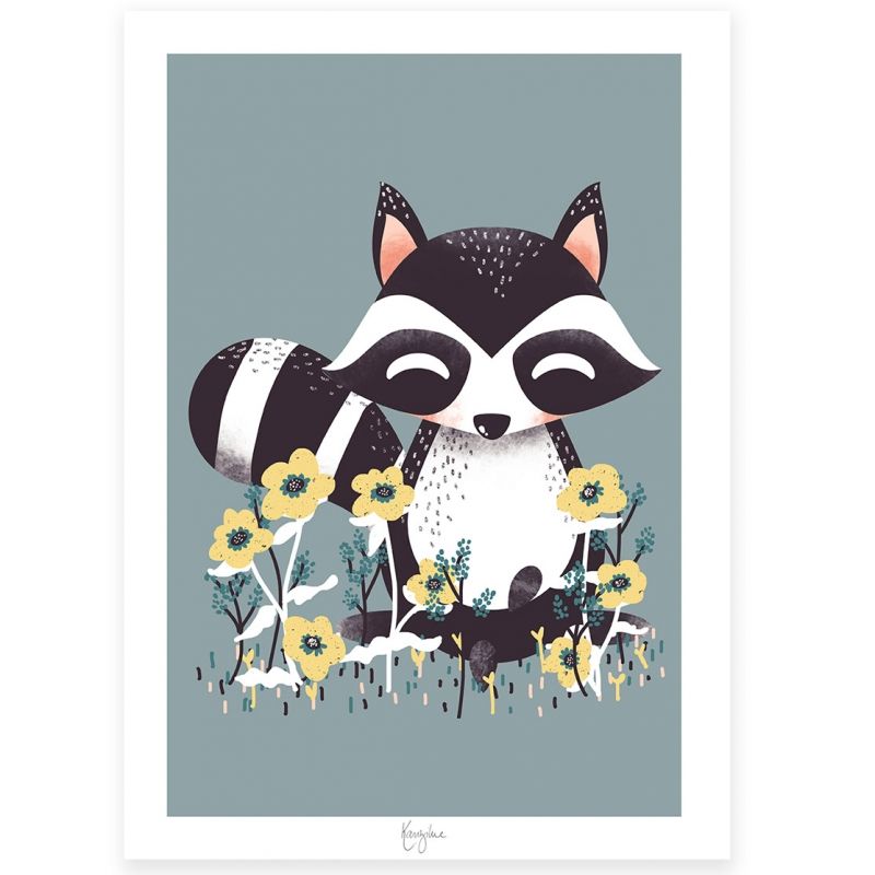 Affiche A4 Les Animignons le raton laveur Kanzilue