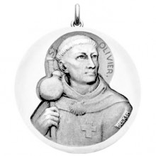 Médaille Saint Olivier (or blanc 750°)  par Becker