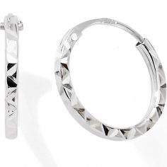Créoles ciselées 10 mm (or blanc 375°) - Baby bijoux