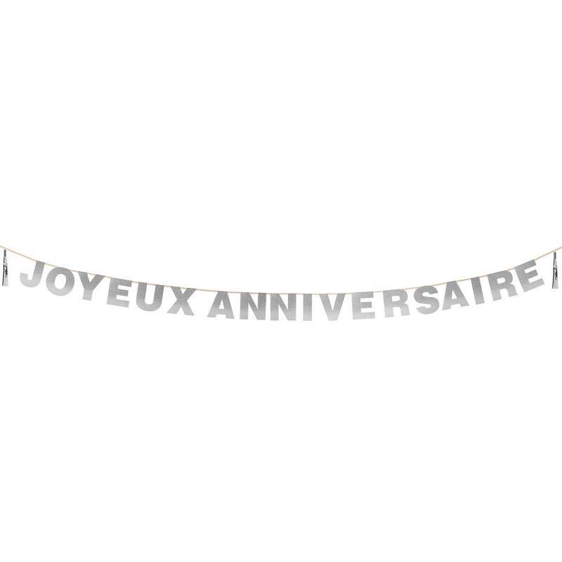 Guirlande à tassels Joyeux anniversaire paillettes argentées Arty Fêtes Factory