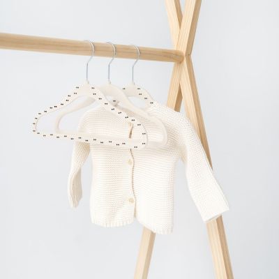 Lot de 15 cintres en velours Beige Pois