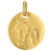 Médaille ronde Ange 16 mm (or jaune 750°)  - Premiers Bijoux