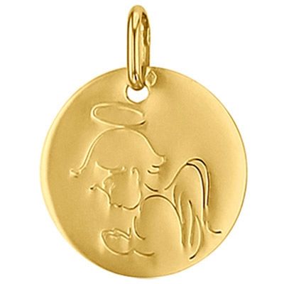 Médaille ronde Ange 16 mm (or jaune 750°)   par Premiers Bijoux