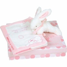 Coffret protège carnet de santé et lapin Mon tout petit lapin rose  par Doudou et Compagnie