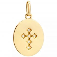 Pendentif Croix Oxyde de Zirconium (plaqué or)