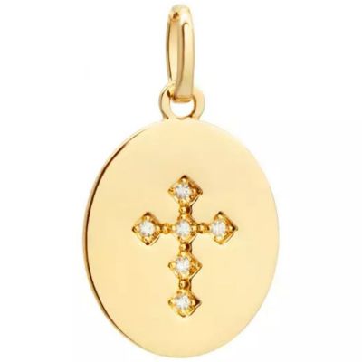 Pendentif Croix Oxyde de Zirconium (plaqué or) Petits trésors