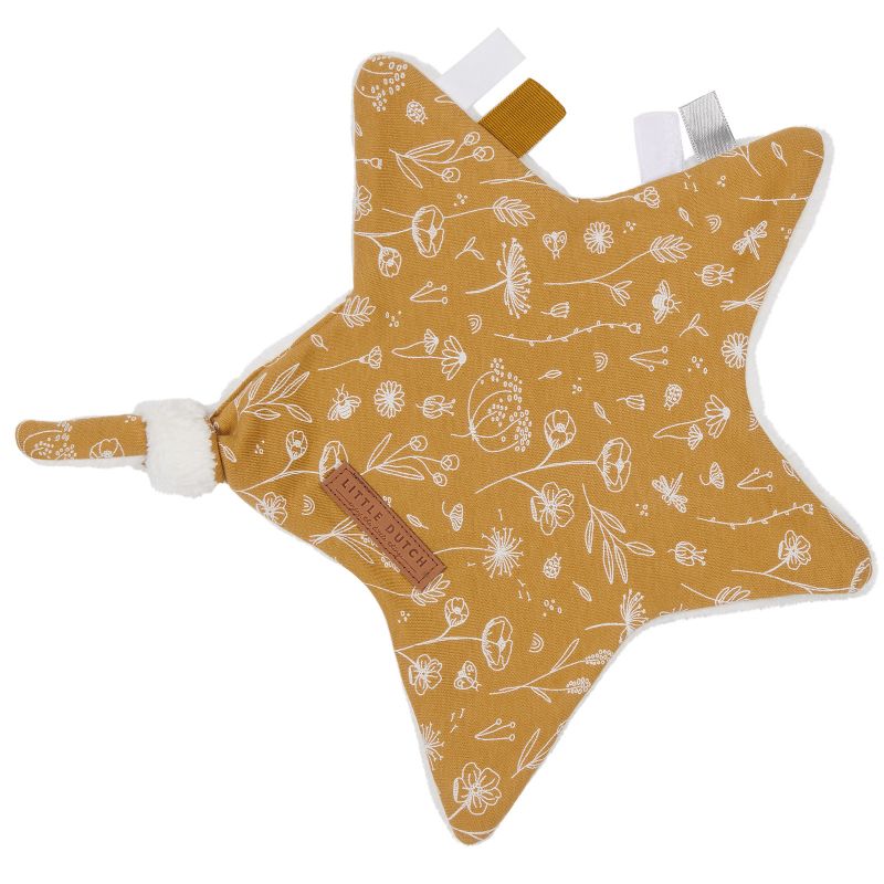 Doudou attache sucette étoile Wild Flowers ocre Little Dutch