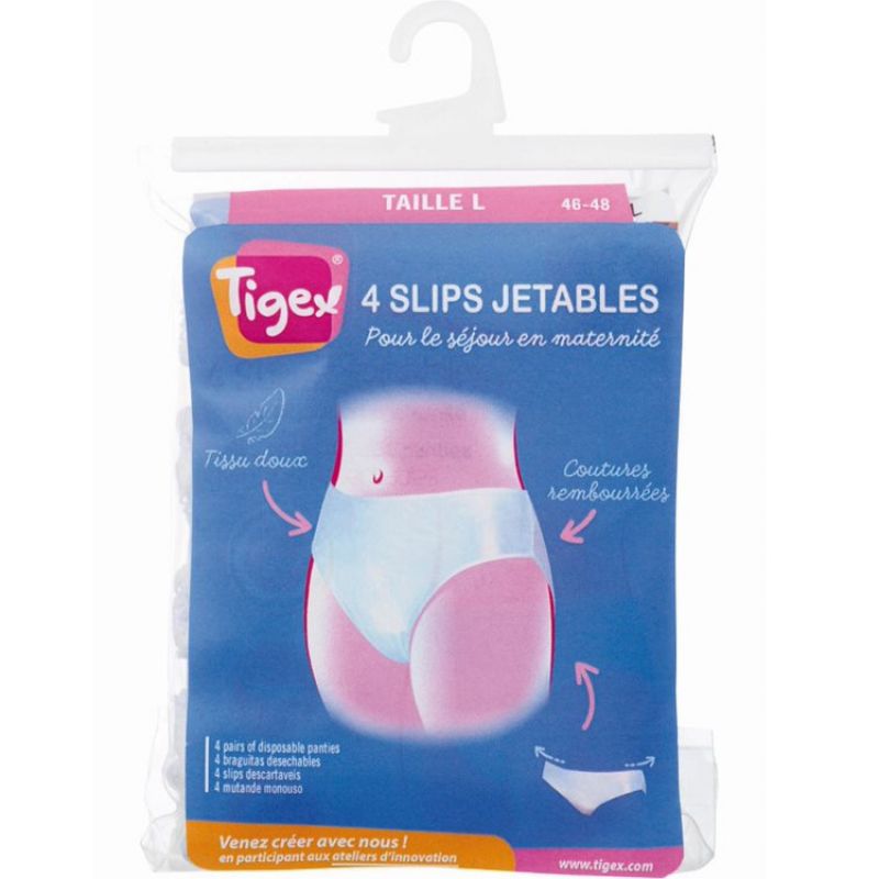 Lot de 4 slips jetables taille L (Taille 46-48) Tigex