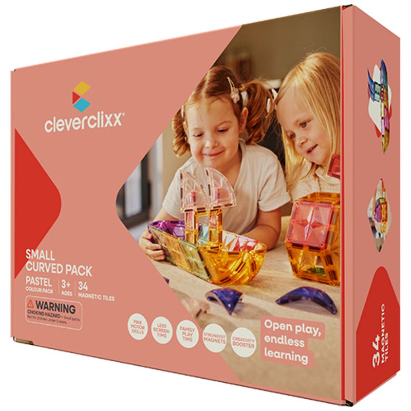 Petit kit de construction Dômes et arches Pastel (34 pièces) Cleverclixx Packaging 1