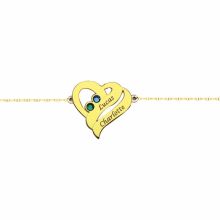 Bracelet coeur double vague avec Swarovski (or jaune 750°)  par Louis de l'Ange