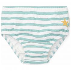 Culotte de bain à volants Stripes Surf Blue (6-12 mois) - Little Dutch