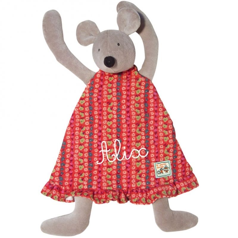 Doudou souris Nini personnalisable et sa boîte La grande famille Moulin Roty