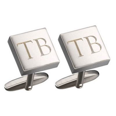 Boutons de manchettes Gaspard initiales (rhodium argenté) Petits trésors