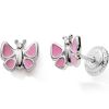 Boucles d'oreilles Easy Viss Papillon laqué rose (argent 925) - Baby bijoux