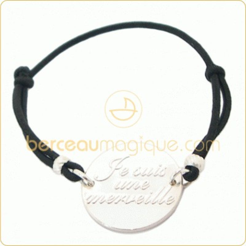 Bracelet cordon ''Je suis une merveille'' (Argent) 