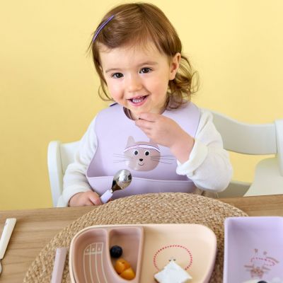 Bavoir en silicone avec poche Tiny Team Chat