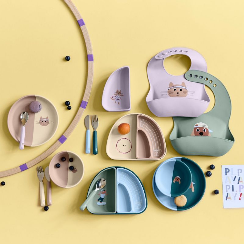 Bavoir en silicone avec poche Tiny Team Chat Lässig Ambiance 8