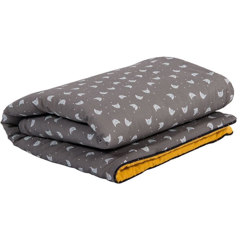 Couverture grise Les Moustaches (90 x 70 cm) Moulin Roty