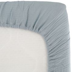 Drap housse en gaze de coton bleu vintage (70 x 140 cm) - Domiva