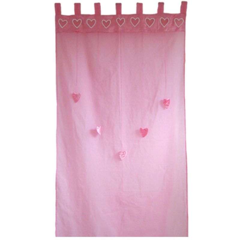 Rideau rose Coeurs suspendus (100 x 280 cm) Taftan