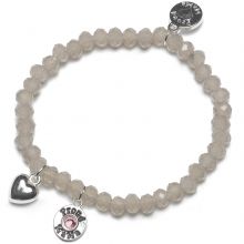 Bracelet Charm coeur perles taupe clair charm rose  par Proud MaMa