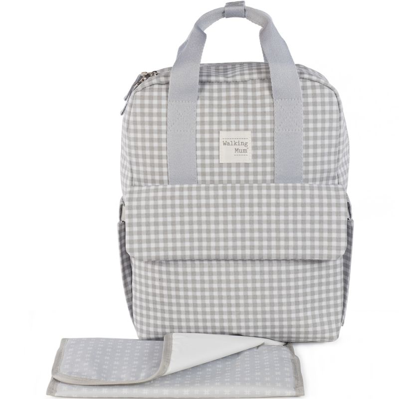 Sac à dos à langer I love vichy gris Walking Mum Produit 7