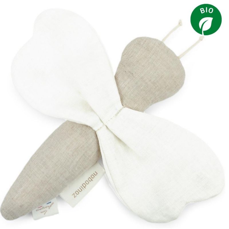 Hochet libellule Lin français greige (21 cm) Nobodinoz