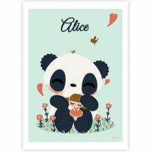 Affiche A3 Le panda et l'enfant fille (personnalisable)  par Kanzilue